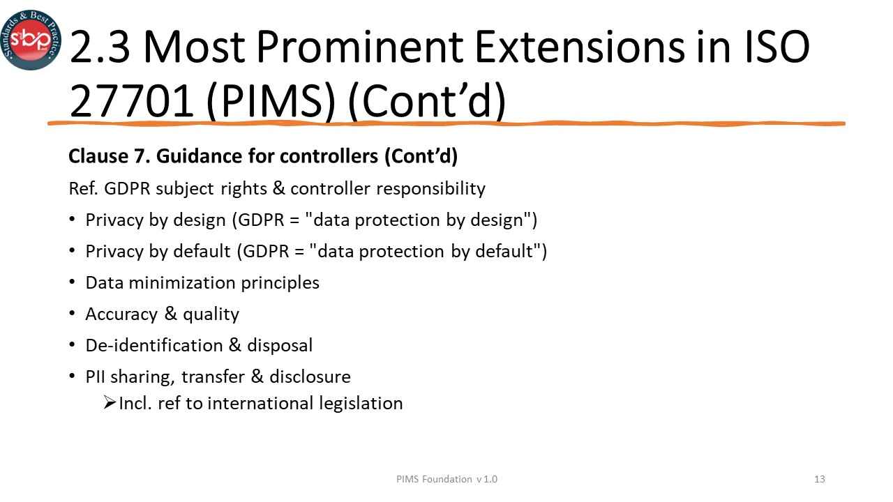 ISO 277001 FD-S2 Slide13 – Standards and Best Practice (SandBP)